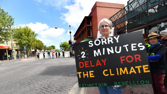 They stopped traffic in Gouger Street ... for two minutes. Picture: AAP Image/David Mariuz