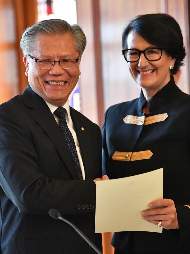 Vickie Chapman is sworn in by Governor Hieu Van Le. Picture: AAP / David Mariuz