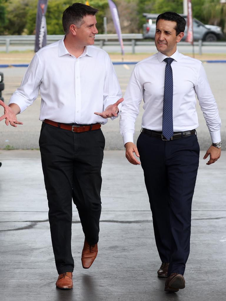 Nigel Hutton LNP candidate for Keppel and Leader of the Opposition David Crisafulli, Rockhampton Picture: Liam Kidston