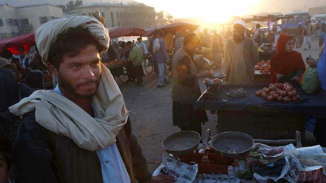 Fruit vendors in a market in Kabul, the capital of Afghanistan.