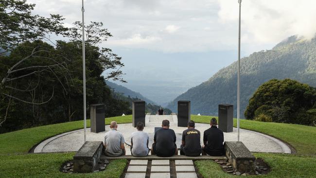 A war memorial at Isurava on the Kokoda Trek. Picture: Brad Fleet