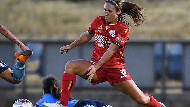 US winger Mallory Weber again impressed for Adelaide United in a losing side. Picture: Mark Brake/Getty Images