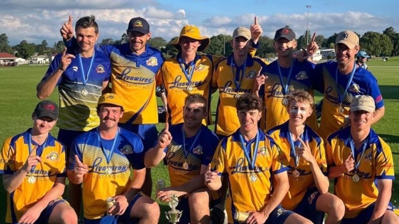 Northern Brothers Diggers celebrate winning the 2024 Toowoomba Cricket A-grade one-day premiership.