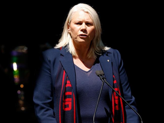 MELBOURNE, AUSTRALIA - NOVEMBER 10: Kate Roffey is seen during the Ron Barassi State Memorial Service at the Melbourne Cricket Ground on November 10, 2023 in Melbourne, Australia. (Photo by Michael Willson/AFL Photos via Getty Images)