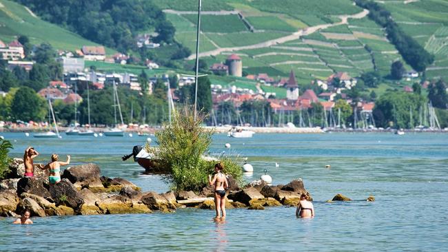 Swimming and sunbathing is the norm during summer in Lausanne.