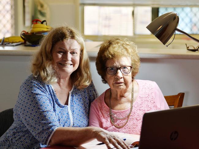 Nelson helping her mum Naida Ahern do the 2016 Census online but with the option to also fill out the paperwork. Picture: Supplied