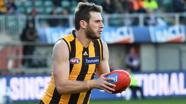 Grant Birchall in action against the Dockers in 2019. Picture: Julian Smith/AAP.