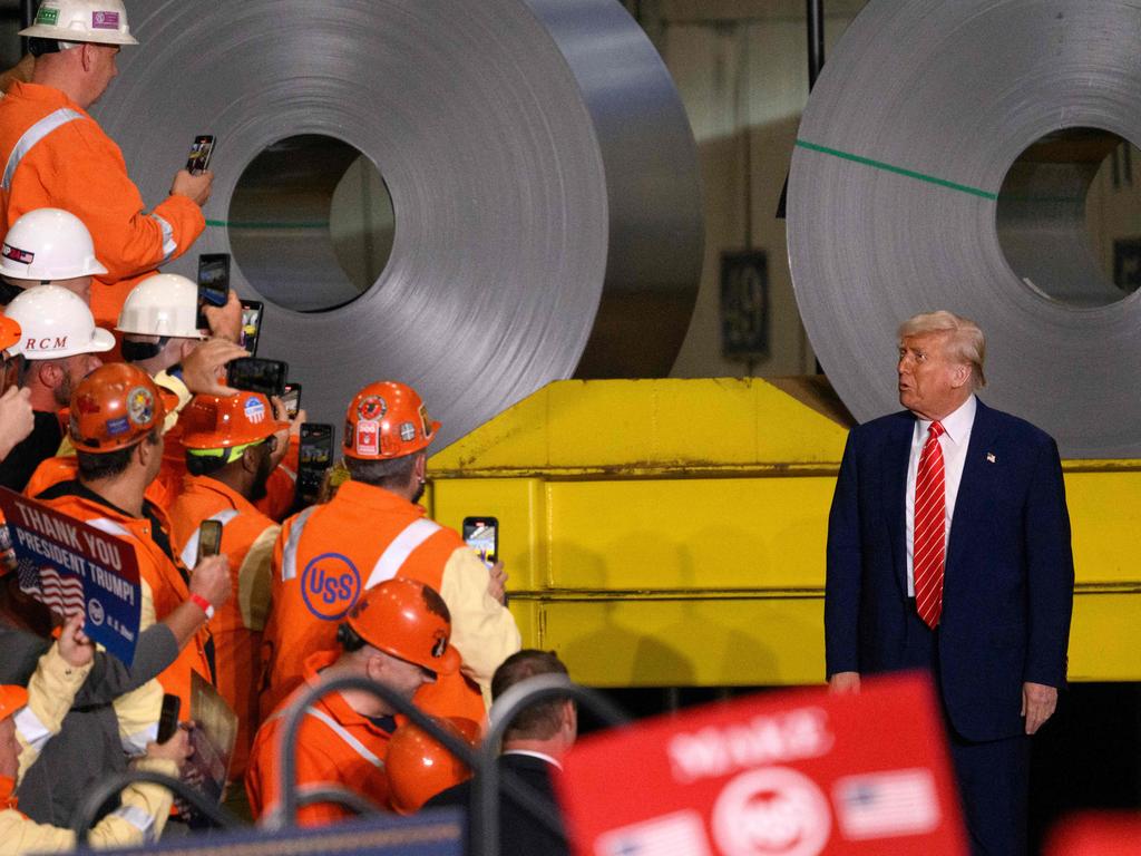 The latest announcement was made at a steel mill on Friday night, US time. Picture: Jeff Swensen / Getty Images via AFP
