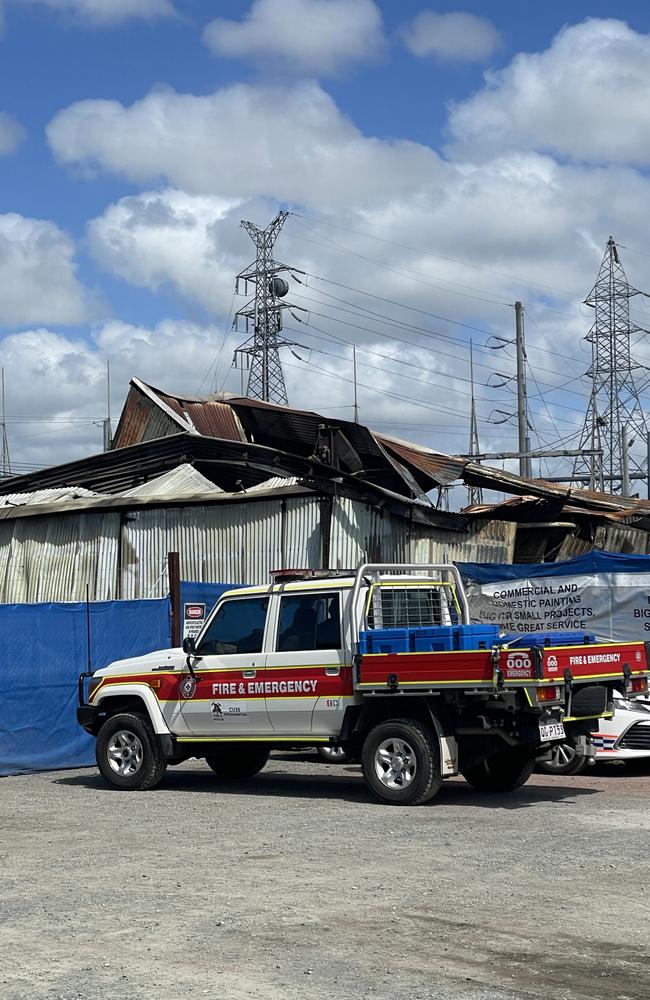 A crime scene has been declared on Hume St, West Mackay after an industrial shed fire that erupted about 8pm on September 28. Photo: Zoe Devenport