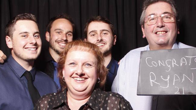 Peter Howard (far right) with sons (L-R) Jacob, Cameron, Nathan and wife Sharon at a friend's 21st birthday in 2017.