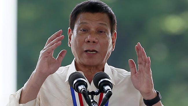 Philippine President Rodrigo Duterte has called Barack Obama a “son of a wh*re”. Picture: AP Photo/Bullit Marquez