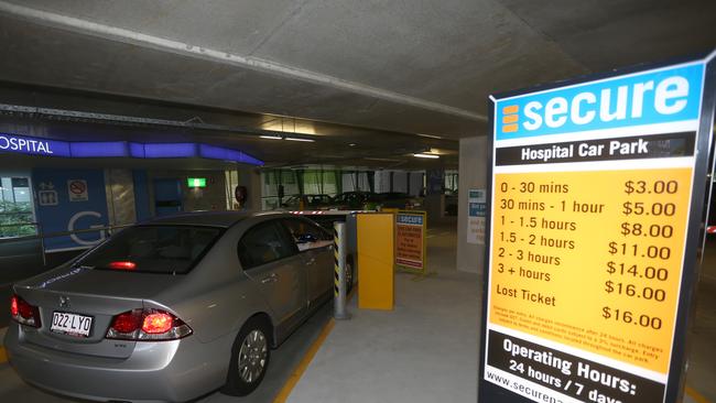 A vehicle enters the Secure parking at the Gold Coast University Hospital.