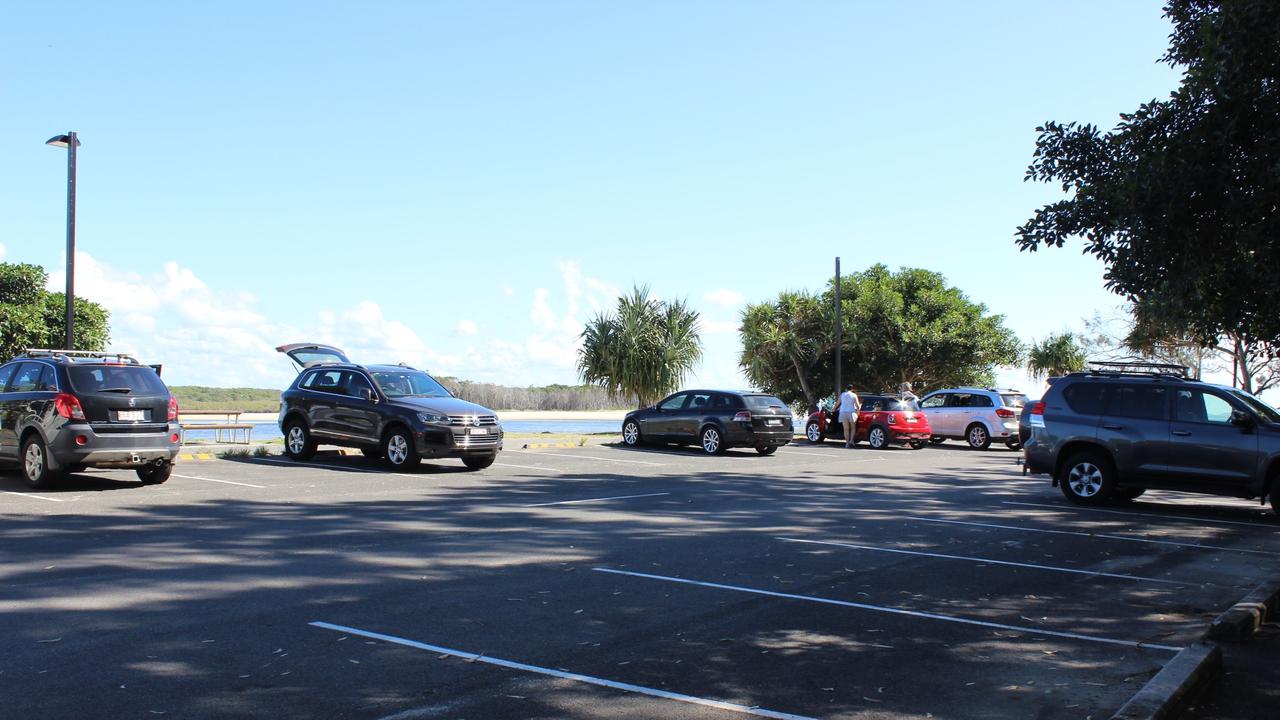 Noosa public spaces during coronavirus (COVID-19) pandemic. Plenty of parking spaces at the Noosa Spit Recreation Reserve (Claude Batten Drive).