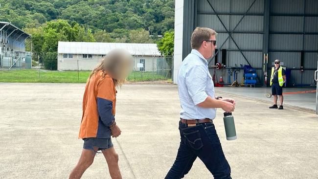 Thomas Byrnes arrived in Cairns on Wednesday evening January 31 after his arrest following the Alleged murder of Allison Bernard in 2013. Image: Supplied
