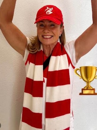 Deborah Hutton supporting the Swans.