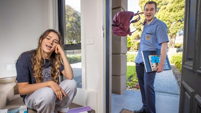 VCE students Connor, 18, and sister, Annie, 17, are hopeful of avoiding any more remote learning. Picture: Jason Edwards