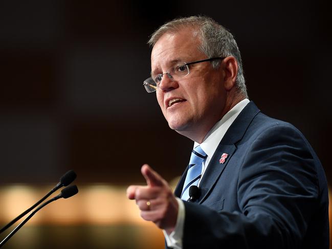 Prime Minister Scott Morrison addresses the Lifeline Australia Luncheon in Sydney, Friday, November 9, 2018. (AAP Image/Joel Carrett) NO ARCHIVING