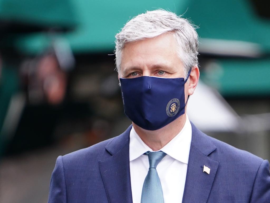 National Security Advisor Robert O'Brien is seen on the front driveway of the White House following an interview on May 24, 2020 in Washington, DC. Picture: Mendel Ngan