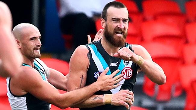 Charlie Dixon has been the key figure in Port Adelaide’s early-season dominance. Picture: AFL Photos/Getty Images