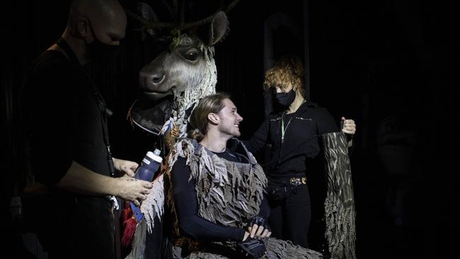 Lachlan McIntyre gets dressed up as Sven the reindeer for the Frozen musical. Picture: Supplied