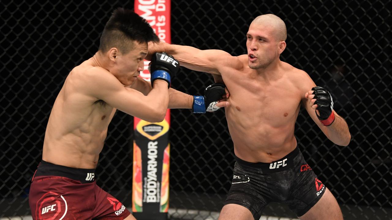 Brian Ortega on his way to defeating The Korean Zombie last October.