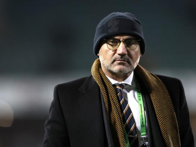 WOLLONGONG, AUSTRALIA - JULY 20: Chairman of the Tigers Lee Hagipantelis walks off after defeat the round 21 NRL match between St George Illawarra Dragons and Wests Tigers at WIN Stadium on July 20, 2023 in Wollongong, Australia. (Photo by Jeremy Ng/Getty Images)