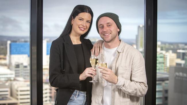 Abbey O’Keefe and Alexander Pink at Crowne Plaza Hotel on Frome St. Picture: Emma Brasier