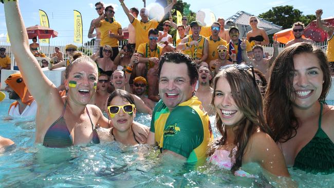 Warren Livingstone with The Fanatics at the 2014 soccer World Cup in Brazil. Picture: Craig Greenhill