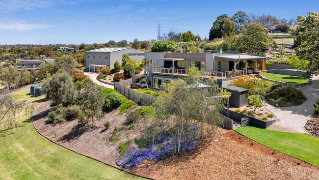 Selling, $2.4m-$2.6m: There are multiple living zones, a wrap around deck with valley views, 3-phase power and a massive shed at 14 Shepherd Rd, Batesford.