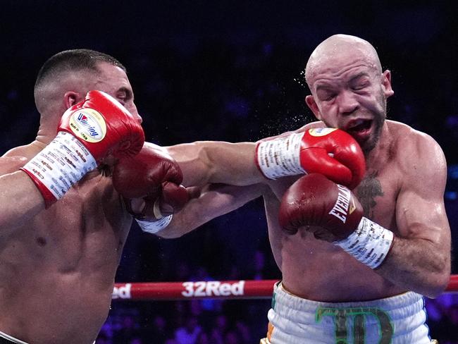 The fight was stopped after the 10th round as Doheny began taking too much punishment. Picture: Peter Byrne/PA Images via Getty Images