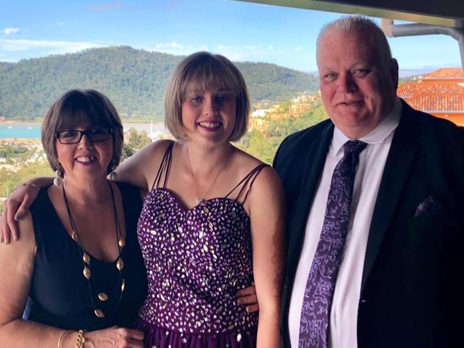 The owners of the Elanora Newsagency and Post Office, Stephen Tatt and Karla Rothpletz-Tatt with their daughter Michala (centre). Picture: Supplied