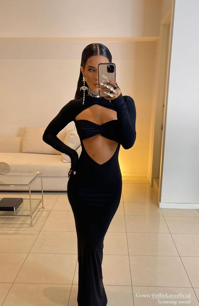 Designer Effie Kats wore one of her revealing gowns. Picture: Instagram