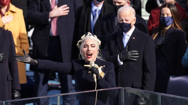 Lady Gaga delivered one of the greatest live performances you will ever see, at Biden’s inauguration. Picture: Getty