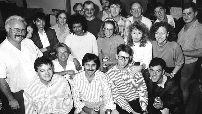 A team photo with Steve Menzies, current NT News and Centralian Advocate manager Greg Thomson, and NT News reporter Gary Shipway in the front row. PICTURE: Carmel Sears