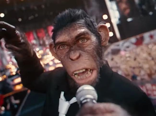 Jonno Davies as a CGI monkey version of Robbie Williams in Better Man. Photo: YouTube