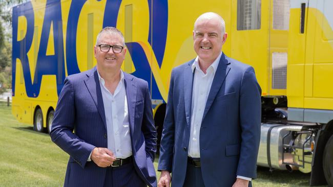 IAG managing director and chief executive Nick Hawkins and RACQ managing director and group chief executive David Carter. Photo: RACQ