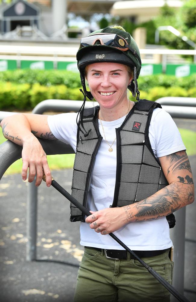 Jockey Tiffani Brooker Brooker is riding in career best form sitting in second place on the Sunshine Coast jockeys’ leaderboard this season. Picture: Patrick Woods