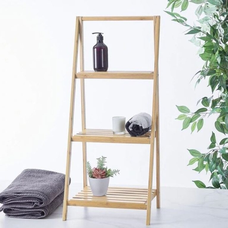 Cooper &amp; Co Laundry 3-Tier Bamboo Storage Unit in Natural. Picture: Myer