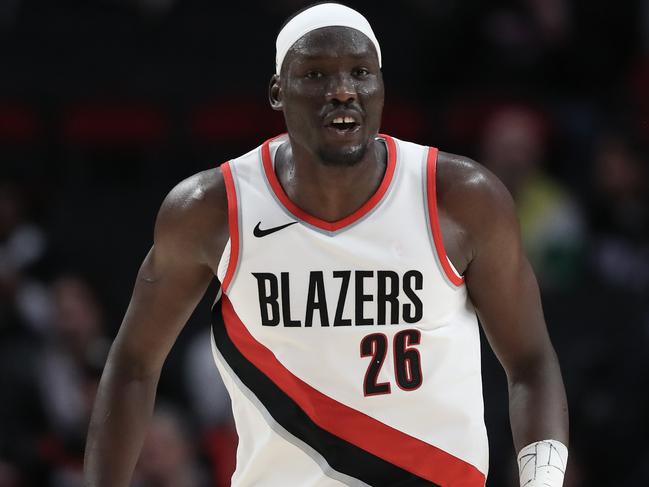 PORTLAND, OREGON - OCTOBER 10: Duop Reath #26 of the Portland Trail Blazers reacts during the fourth quarter against the New Zealand Breakers at Moda Center on October 10, 2023 in Portland, Oregon. NOTE TO USER: User expressly acknowledges and agrees that, by downloading and/or using this Photograph, user is consenting to the terms and conditions of the Getty Images License Agreement. (Photo by Amanda Loman/Getty Images)