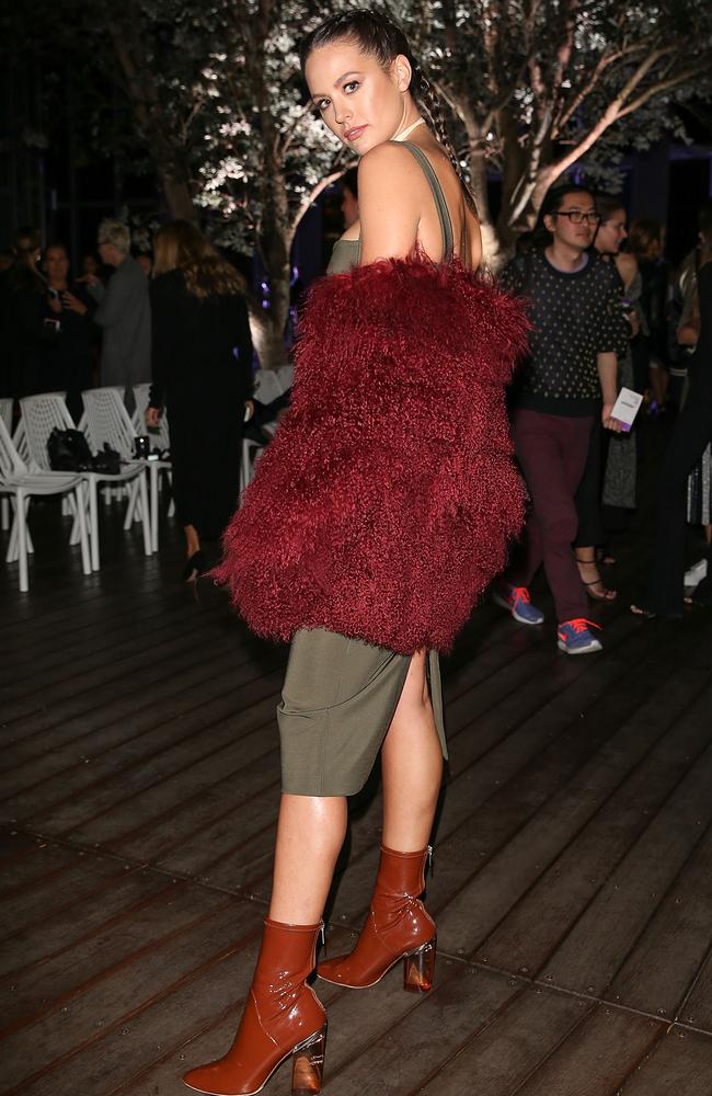 Jesinta Campbell’s Dion Lee coat stole the show on Monday. Picture: Caroline McCredie/Getty Images