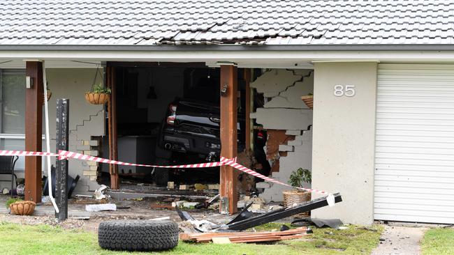 The aftermath of the Golden Beach house crash. Picture: Patrick Woods