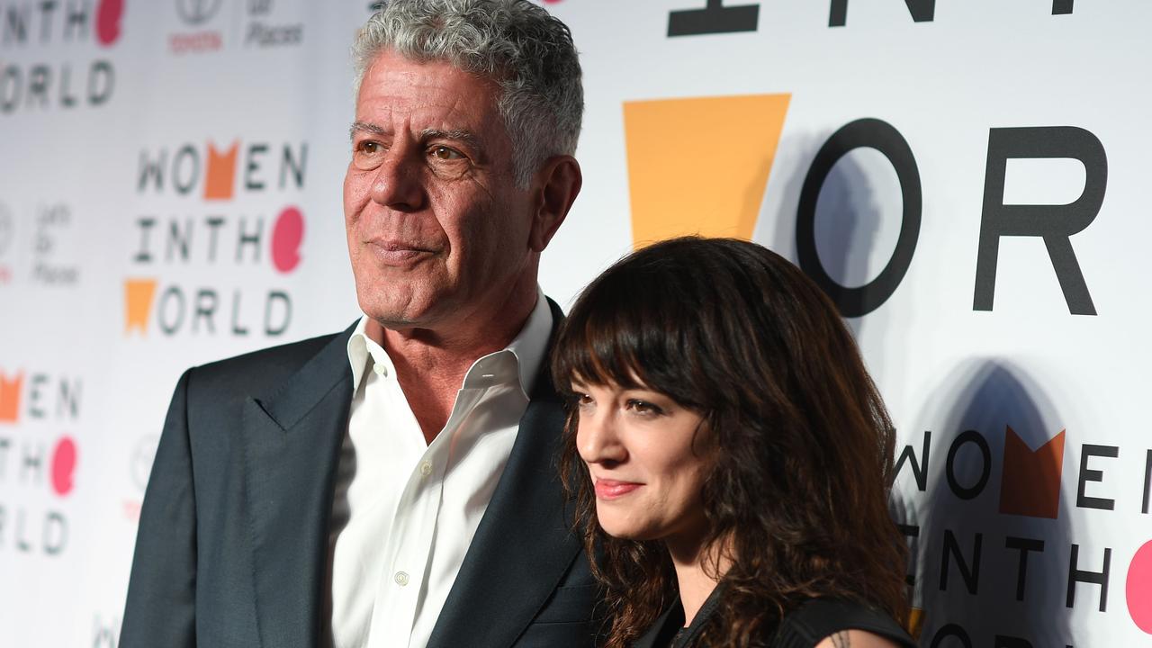 Anthony Bourdain and Italian actress Asia Argento, who he began dating last year. Picture: AFP