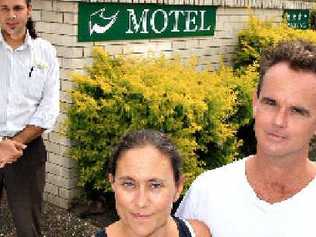 Motel managers David and Nellie Jones, with real estate agent Assi Dadon, are expecting strong interest in the property. . Picture: Blainey Woodham