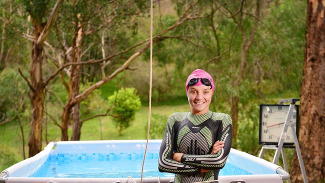 Triathlete Emma Hogan will be doing tethered swimming to prepare for the Olympics. Picture: Nicki Connolly.