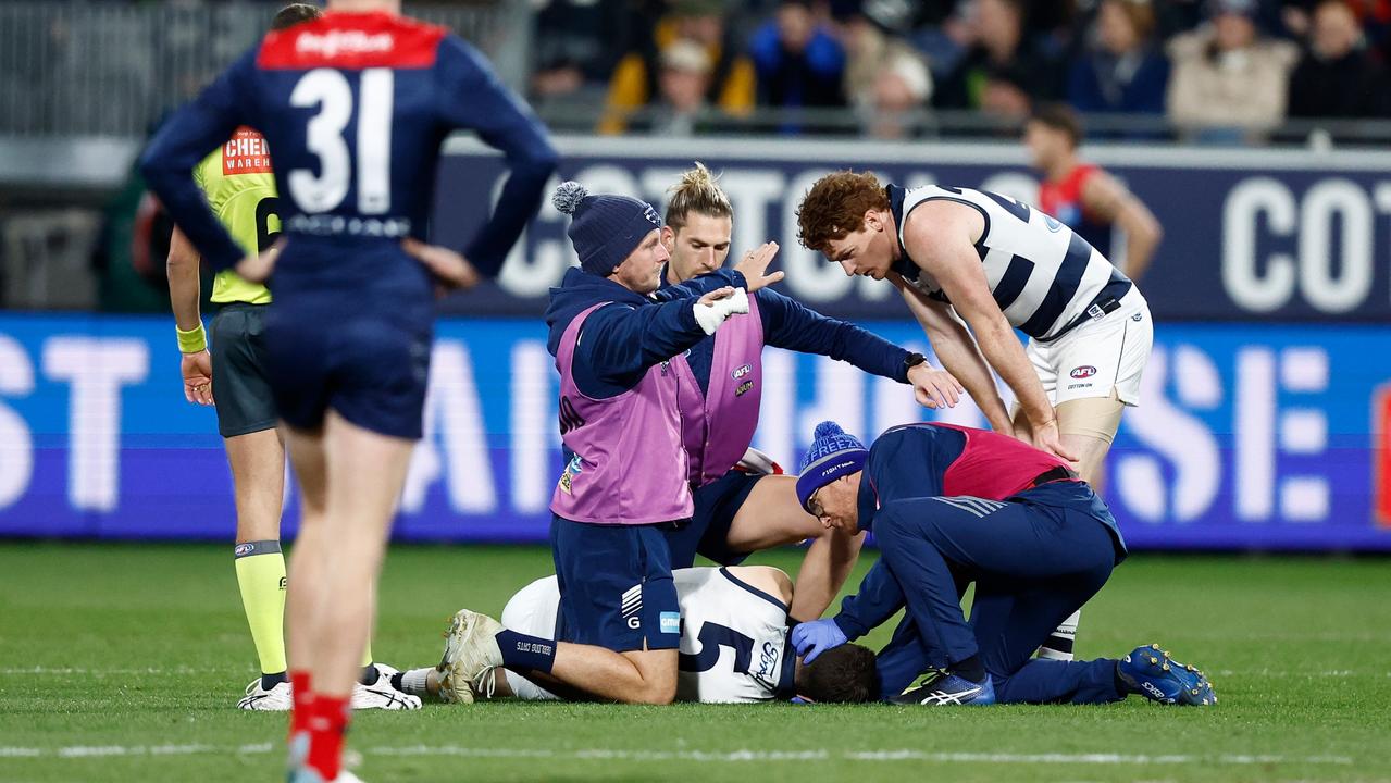 Gary Rohan was filled with remorse after his accidental clash with his teammate. (Photo by Michael Willson/AFL Photos via Getty Images)