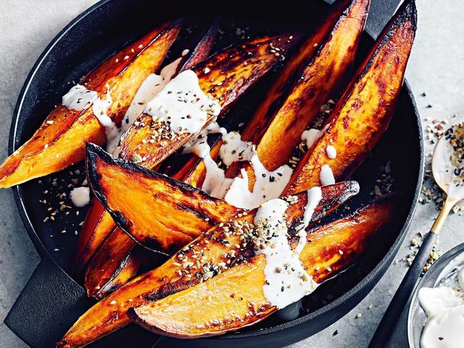 Roast sweet potatoes.