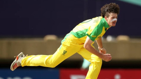 Will Salzmann at the ICC U19 Cricket World Cup playing the West Indies.