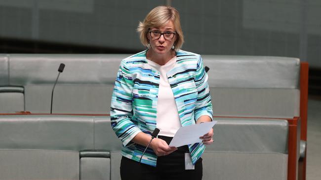 Zali Steggall asks her first question during Question Time in the House of Representatives. Picture Kym Smith