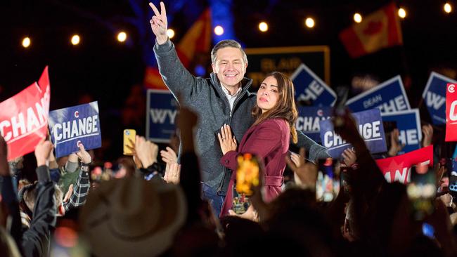 Canadian Conservative leader Pierre Poilievre and his wife Anaida Poilievre during a campaign stop near Ottawa, Picture: AFP