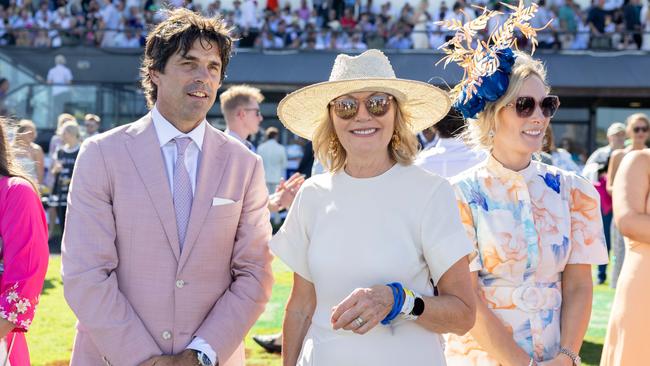 Nacho Figueras, Katie Page and Zara Tindall at the Magic Millions. Picture: Luke Marsden.